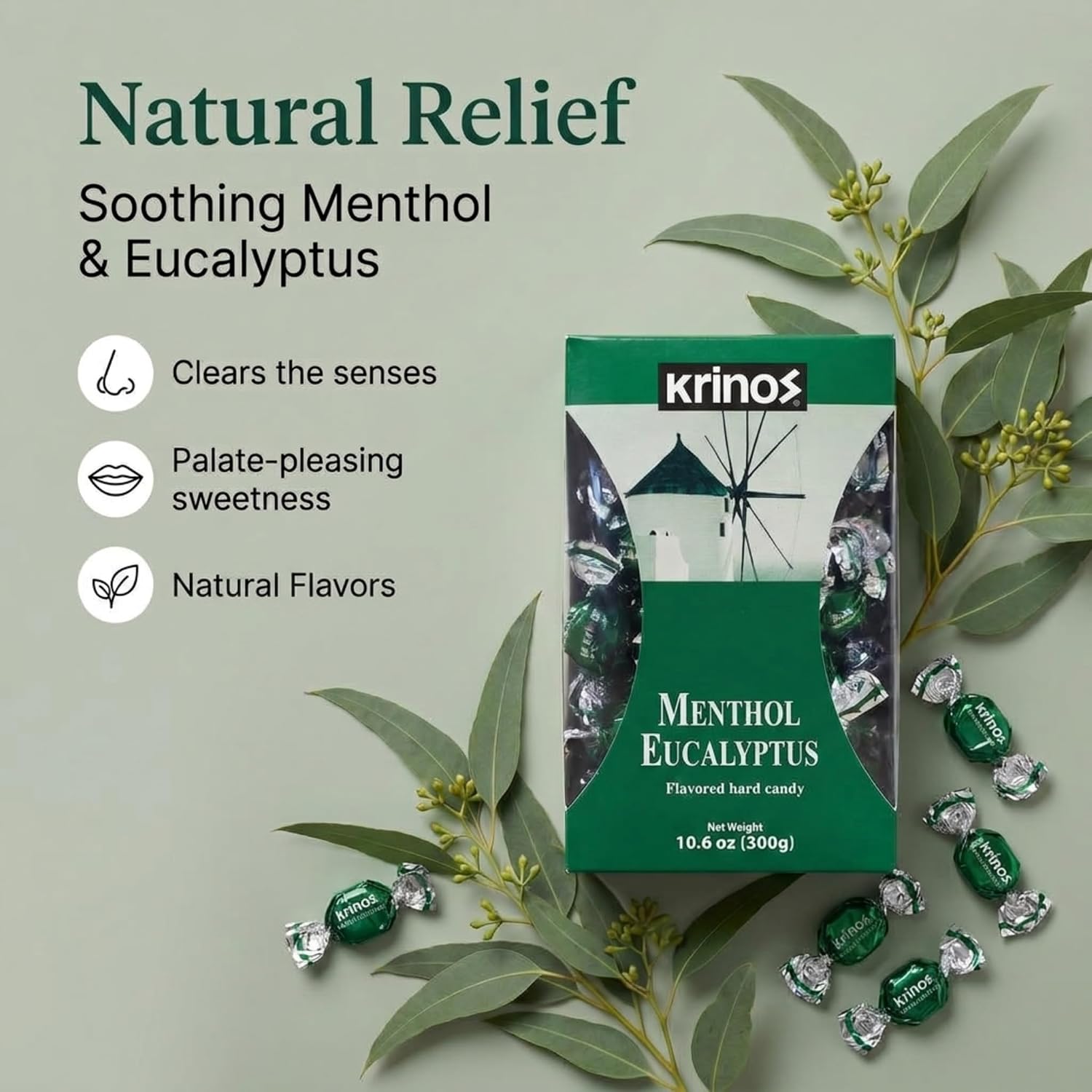 Krinos Cinnamon Candy - Hard Candy Imported from Greece, 10.6 oz | Natural flavors of cinnamon. Imported from Greece. Ideal as a after-meal palate cleanser and sharing at parties and gifts.
