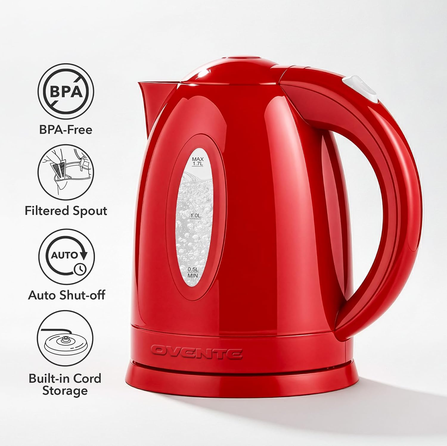 OVENTE 1.7L Electric Kettle with 1100W Fast Boiling Water, Green KP72G