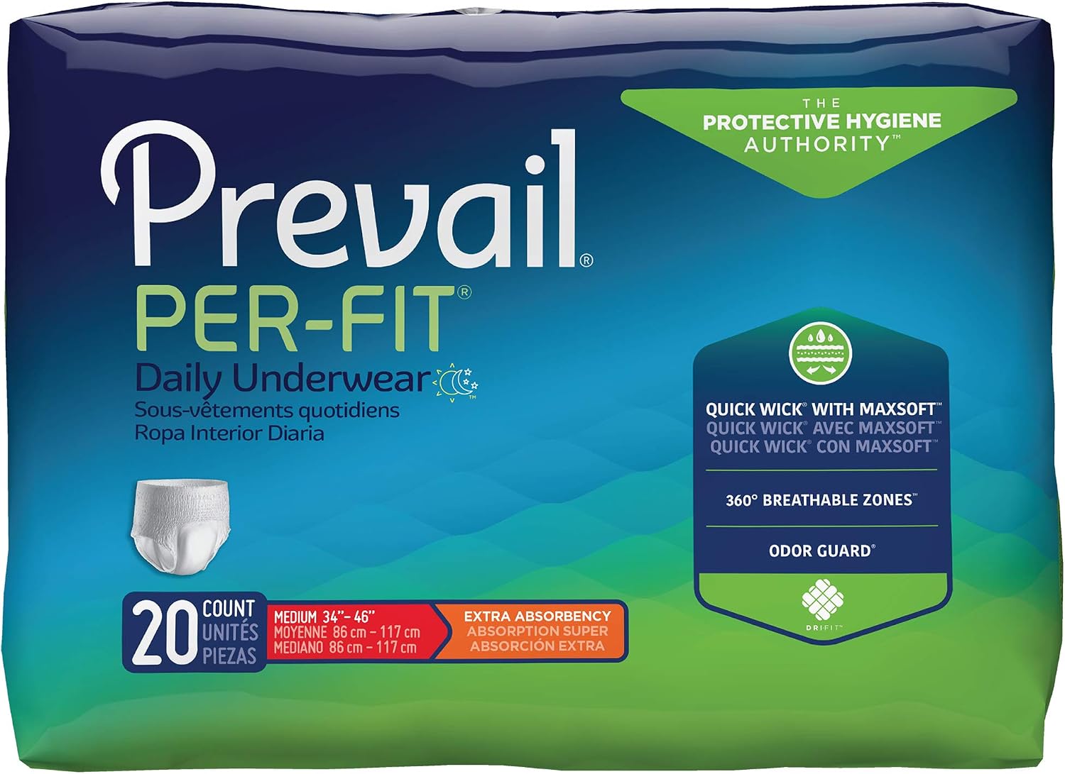 Prevail Per-Fit Protective Underwear, Medium, 20 Count