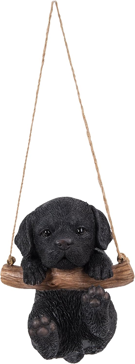 Hi-Line Gift Ltd Hanging Black Lab Puppy Resin Statue, Realistic Animal, 4.2 x 4 x 5 inches, Home & Garden Decor, Gift for Dog Lovers