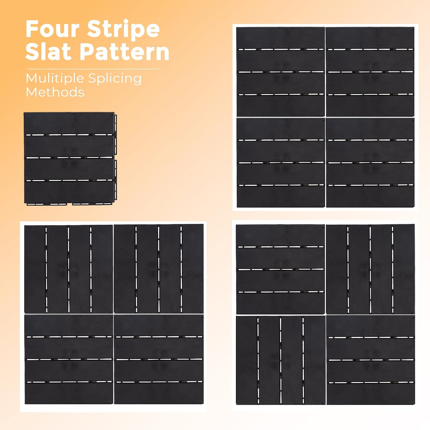 ASTEROUTDOOR Interlocking Deck Tiles Plastic Waterproof Outdoor Flooring 12" x 12" for Patio Garden Deck Poolside Indoor Outdoor, 10 pcs, Gray