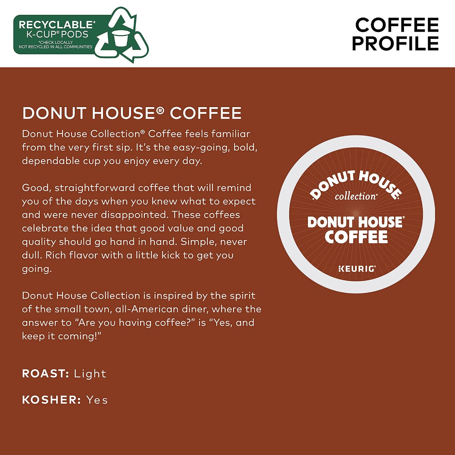 Donut House Collection Donut House Coffee Keurig Single-Serve K-Cup Pods, Light Roast Coffee, 96 Count