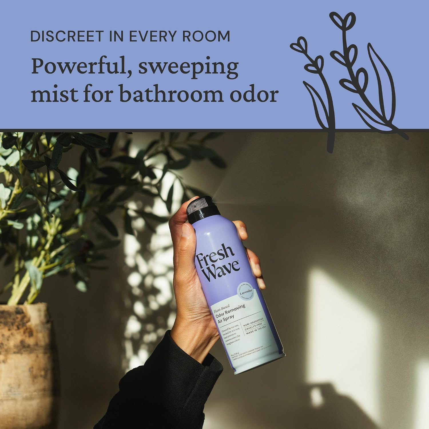 Fresh Wave Original Room and Fabric Air Freshener Spray, 2-Pk, 8 oz | Plant-based formula, Pet-safe and people-safe, Fabric and room deodorizer , For upholstery, carpets, shoes, and pet bedding