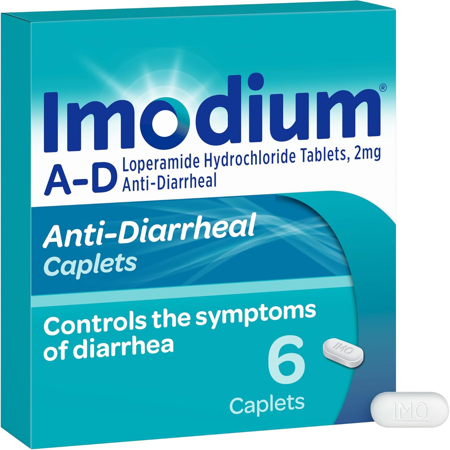 Imodium A-D Diarrhea Relief Caplets, 2mg Loperamide Hydrochloride, 24 Ct | Help Control Symptoms of Diarrhea, Due to Acute Traveler's Diarrhea, for Kids 6+ and Adults