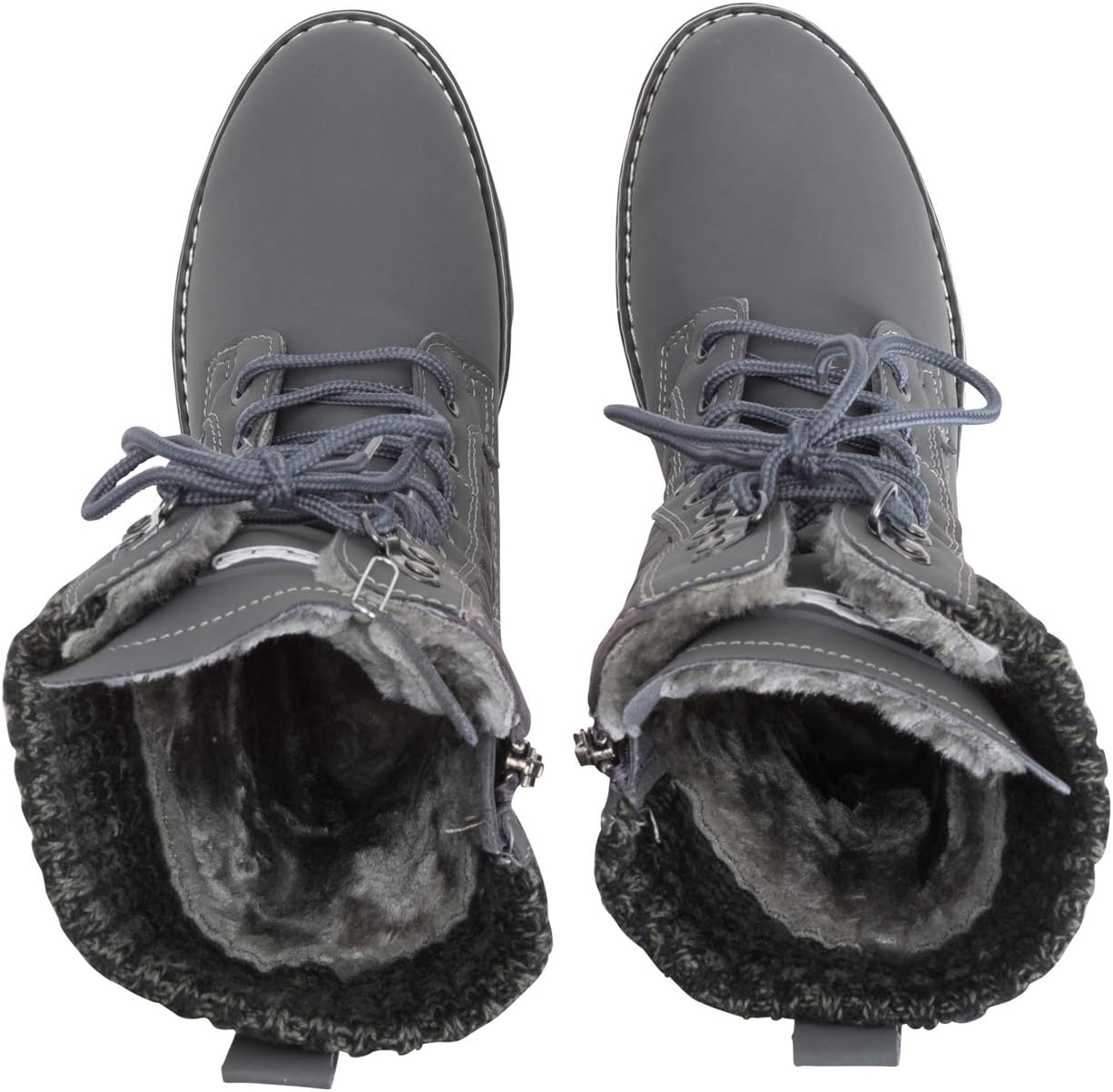 POLAR Womens Faux Fur Warm Thermal Waterproof Outdoor Walking Snow Winter Rubber Sole Calf Boots
