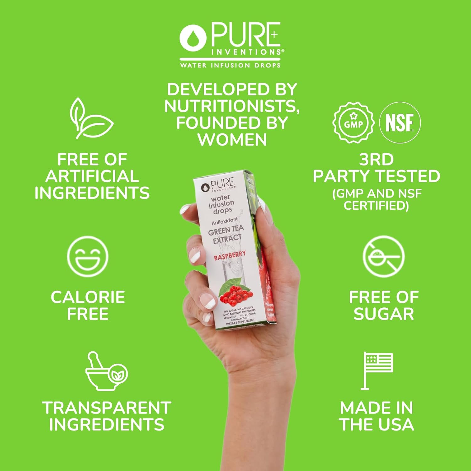 Pure Inventions Water Enhancer Drops - Refreshing and Delicious - Antioxidants, Electrolytes - No Sugar, Calories, or Artificial Sweeteners - Cranberry and Elderberry (60 Servings)