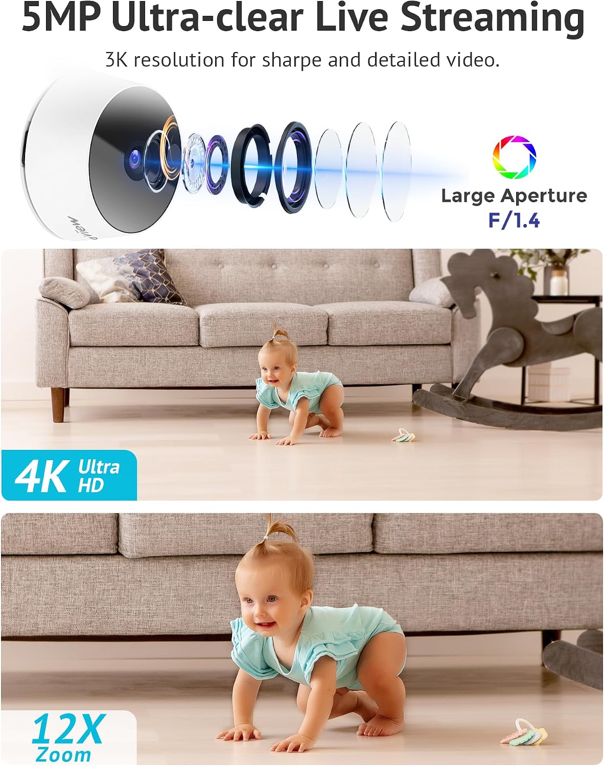 LaView Security Cameras 4pcs, Home Security Camera Indoor 1080P, Wi-Fi Cameras Wired for Pet, Motion Detection, Two-Way Audio, Night Vision, Phone App