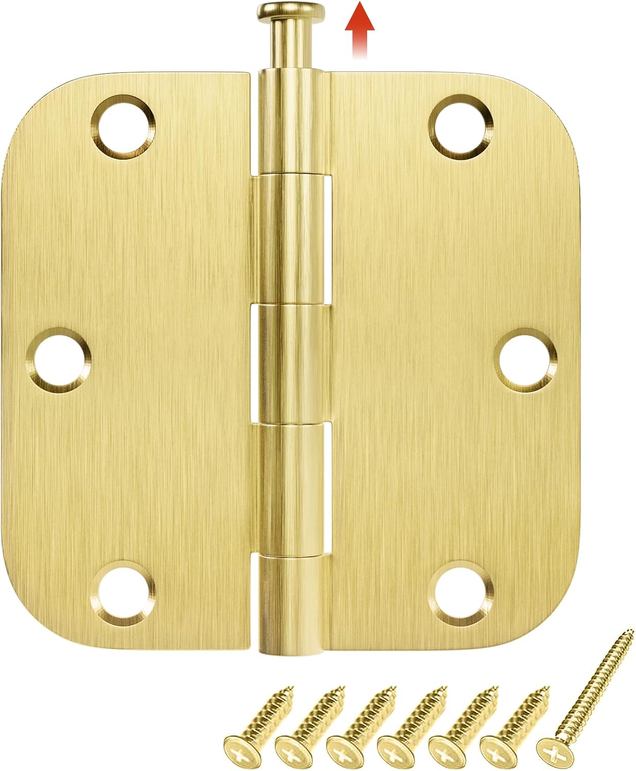HOSOM 18 Pack 3.5 Inch Brushed Nickel Interior Door Hinges, 5/8 Radius, Satin Nickel 3 1/2 Interior Door Hinges, 3.5 "x 3.5" Silver Hardware