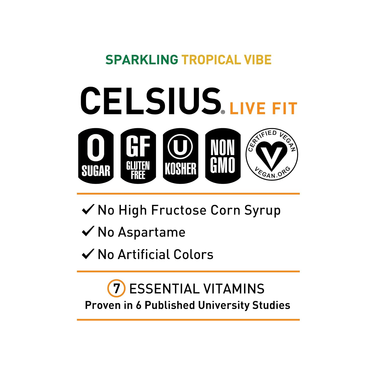 CELSIUS Sparkling Orange, Sugar Free Energy Drink, 12 Fl Oz (Pack of 4)