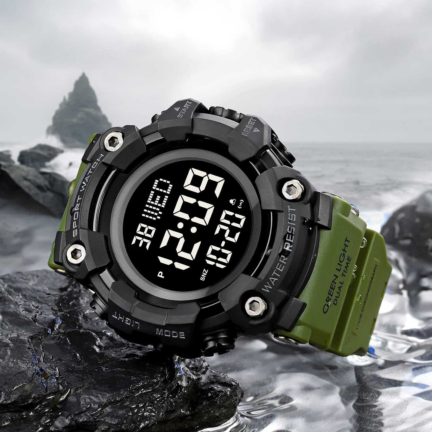 FANMIS Men's Digital Sport Watch Military LED Alarm Waterproof Quartz Watch | Tactical Outdoor Sport Watch Multi Function Led Display Alarm Stopwatch Date Quartz Rugged Style Daily Water Resistance