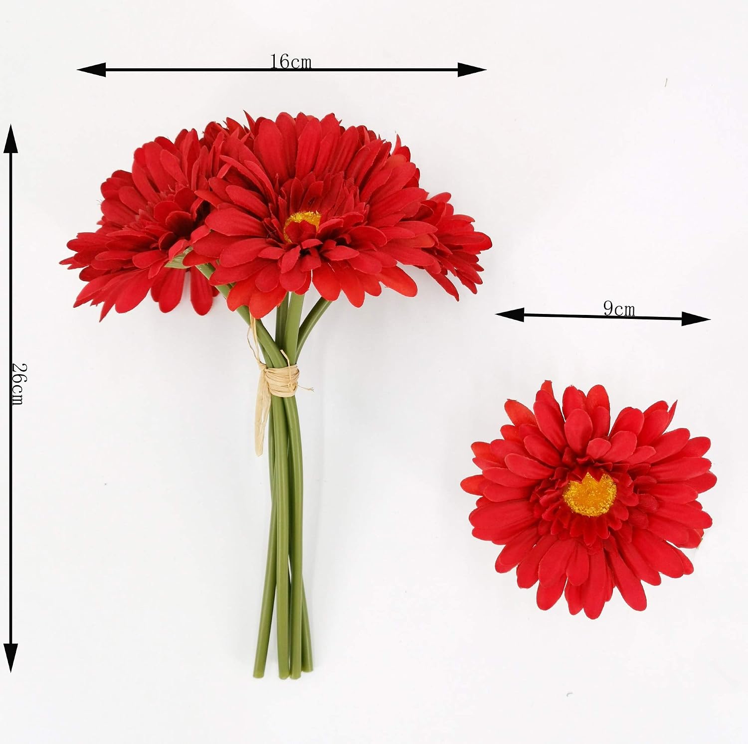 TOPIA Artificial African Daisies Flowers African Daisy Silk Flowers Artificial Gerbera Daisies Pack of 10 (Yellow)