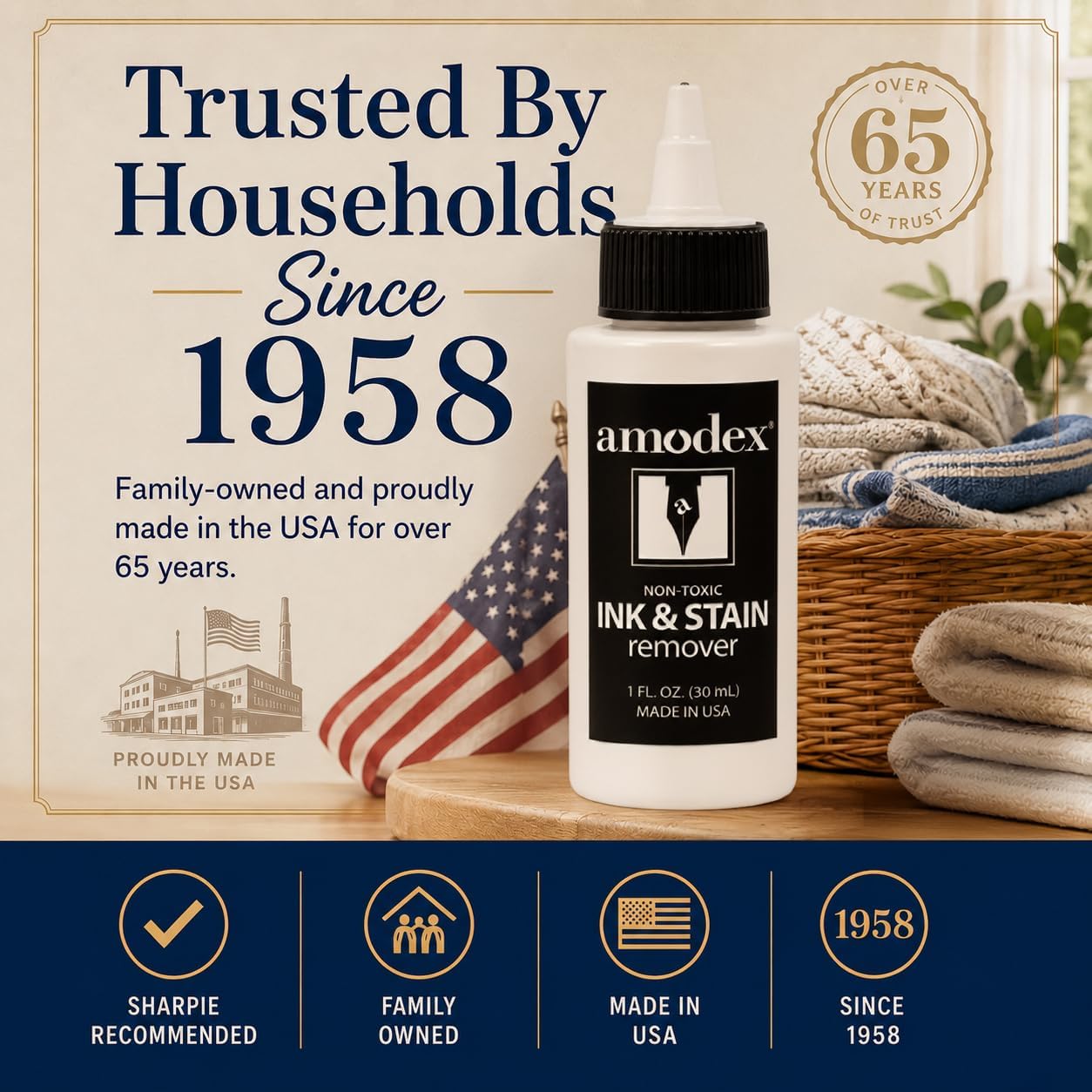 Amodex Ink and Stain Remover Unique Soap Liquid Formula 4 fl oz Bottle