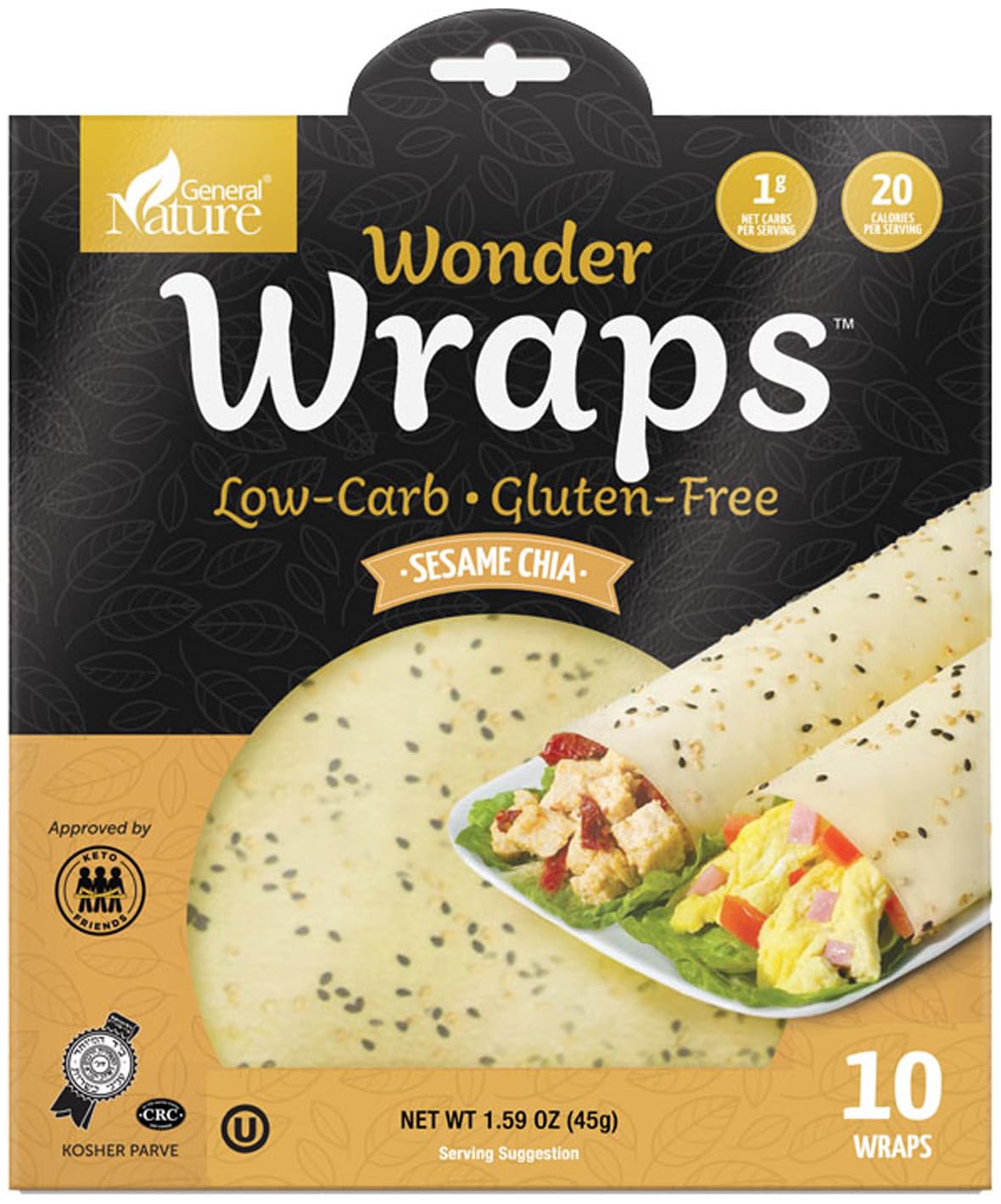 Wonder Wraps -Original- Low Carb Keto Tortillas | Non-GMO Kosher Low Calorie Burrito Wraps | Delicious Gluten Free, Soy Free, Nut Free