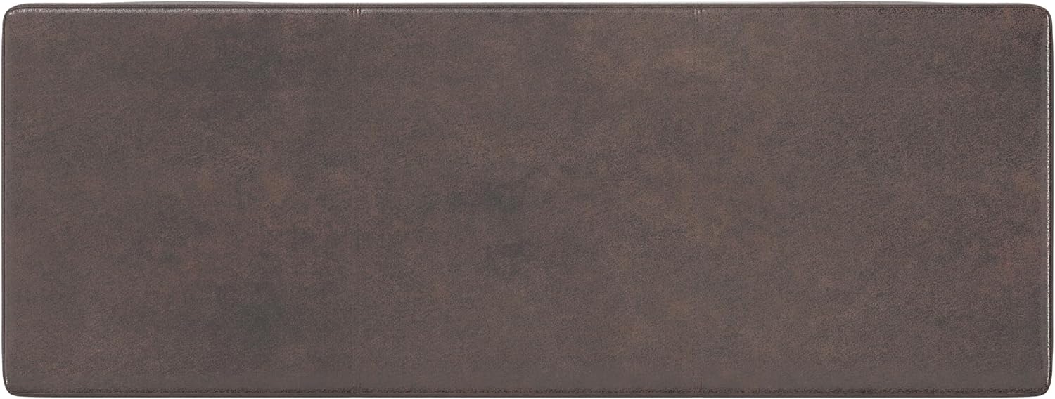 SIMPLIHOME Avalon 48" Wide Vegan Leather Storage Ottoman in Brown