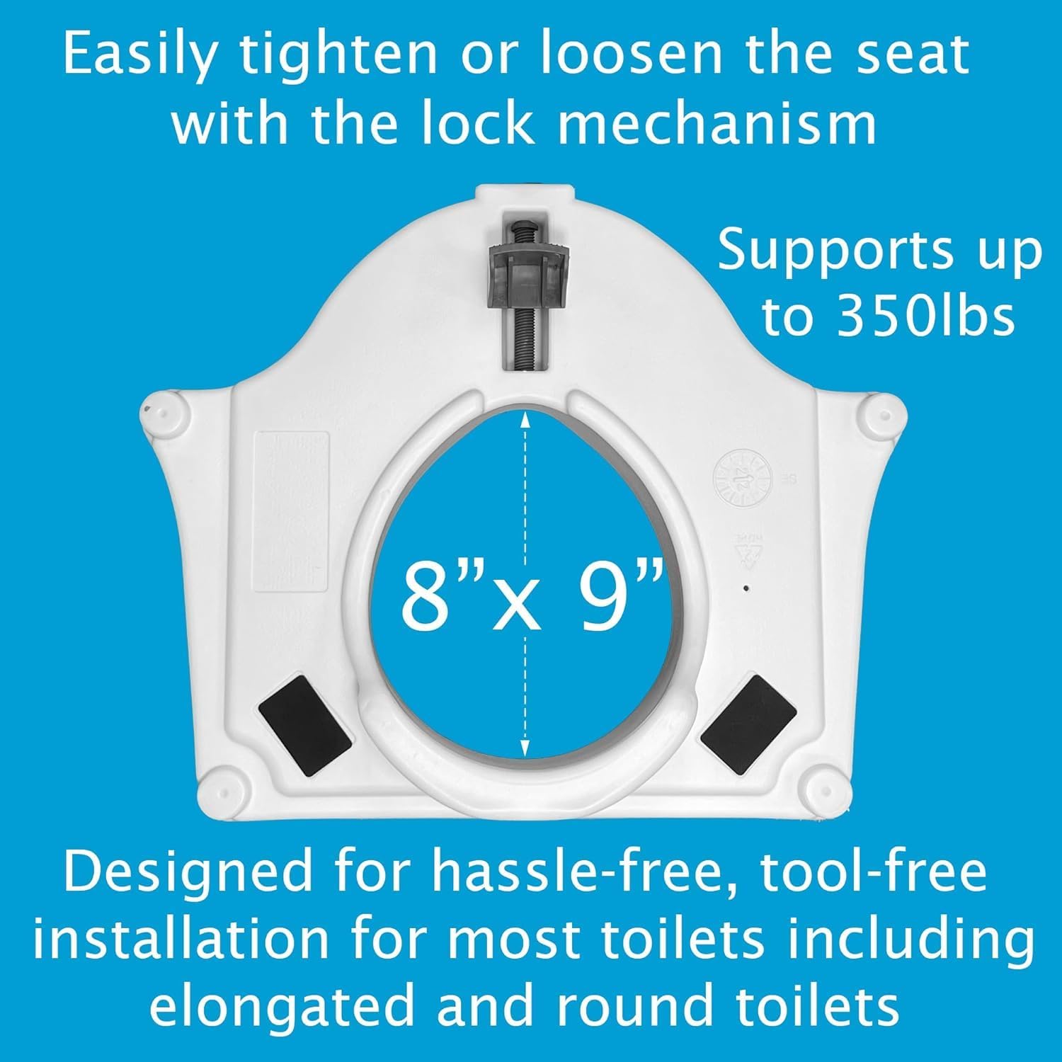 Carex E-Z Lock Raised Toilet Seat with Handles, 4.5 Inch Toilet Seat Riser with Arms, Toilet Riser Fits Most Toilets, Elongated or Round