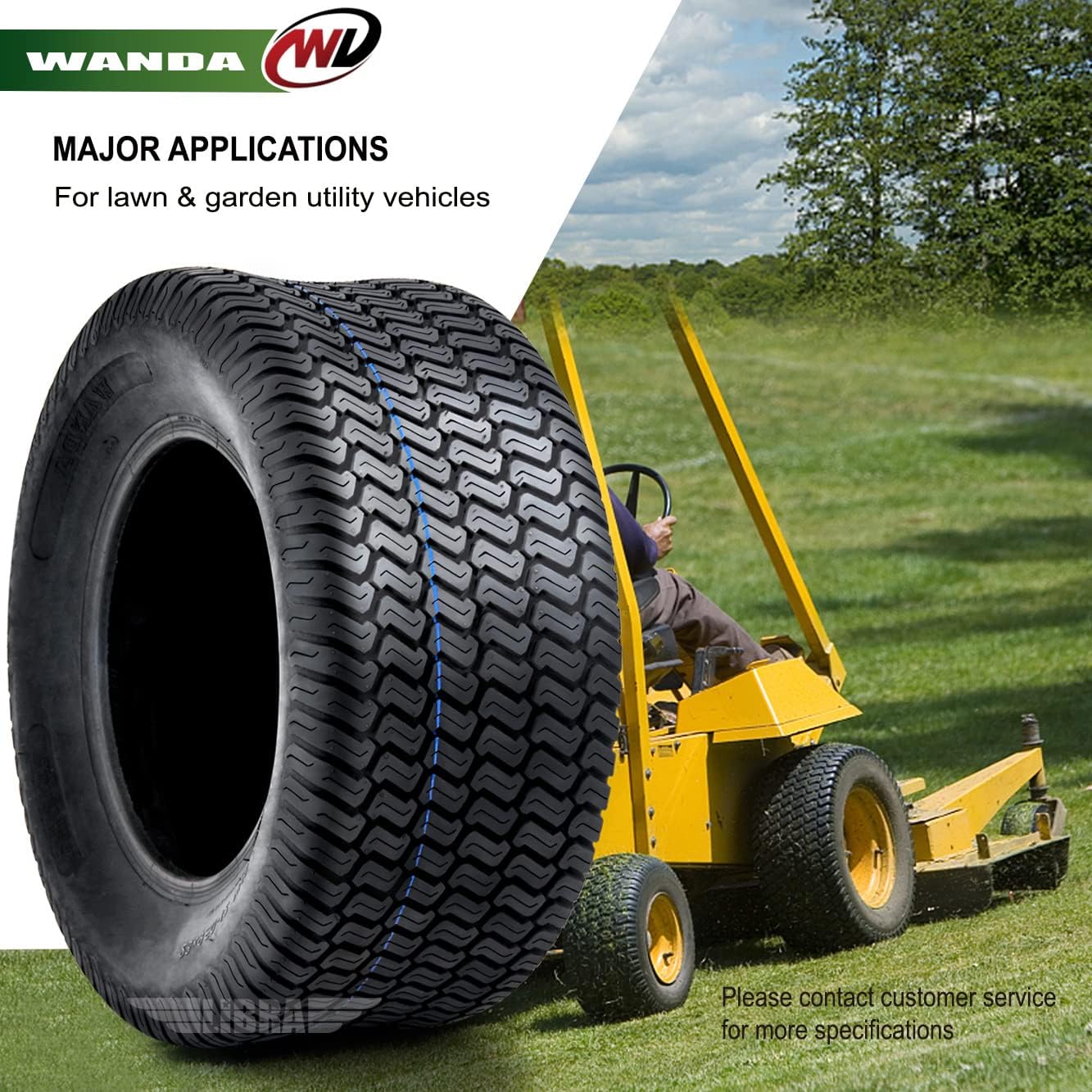 WANDA Set 4 Lawn Mower Turf Tires 16x6.5-8 & 23x10.5-12 /4PR -13019/13049 | Riding Lawn Mover, Garden Tractor