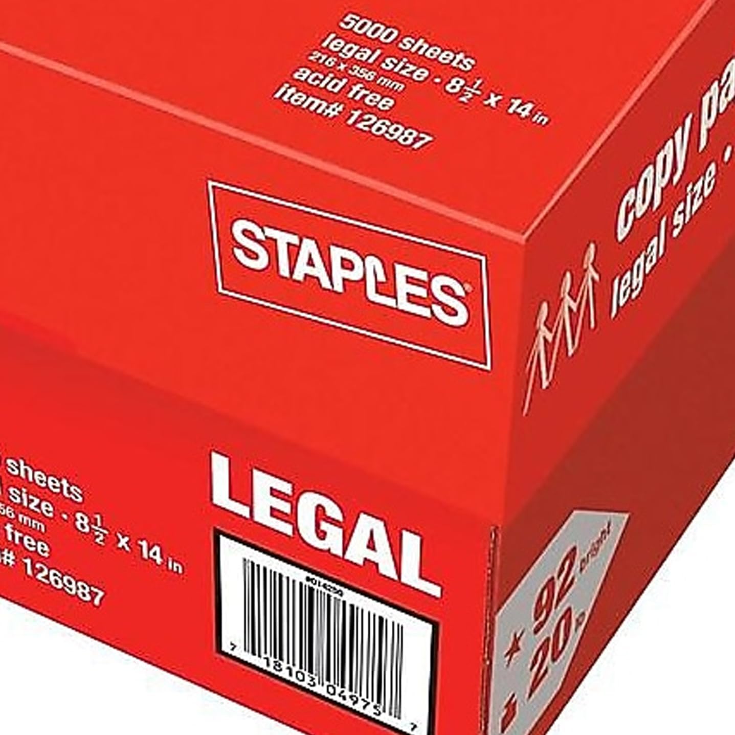 Staples TRU RED Copy & Printer Paper, 8.5 x 11, 20 lb, 92 Bright, 5,000 Sheets/Carton, White Letter Size Paper for Office, School & Home