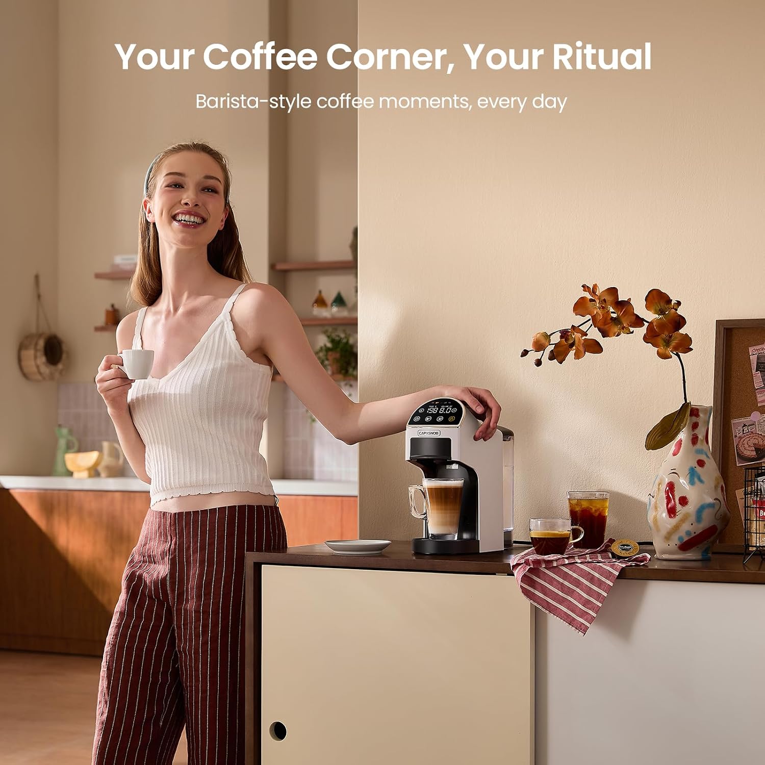 Magician2 5-in-1 Mini Coffee Maker & Machine | 20 Bar, LED Touch, 42oz Tank | Fits K Cup/Nespresso/Dolce Gusto & ESE Pods, Touchscreen & Pods Recognition, Adjustable Temp/Volume, For Kitchen/Office/Dorm