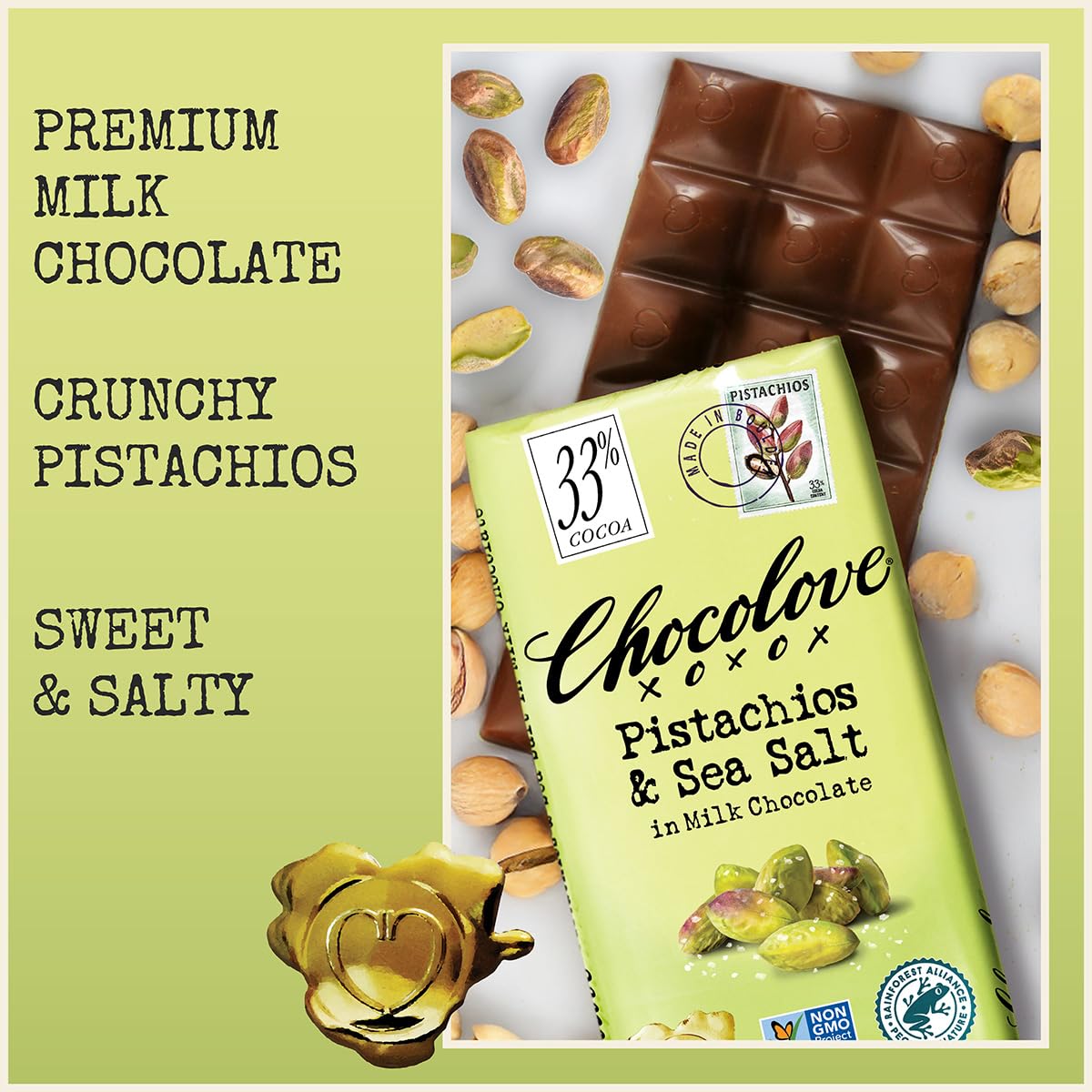 Chocolove Creamy Milk Chocolate Bars | 33% Cocoa | Crafted with Silky Premium Chocolate | Non-GMO, & Gluten-Free, 3.2 oz Bar (12 Pack)