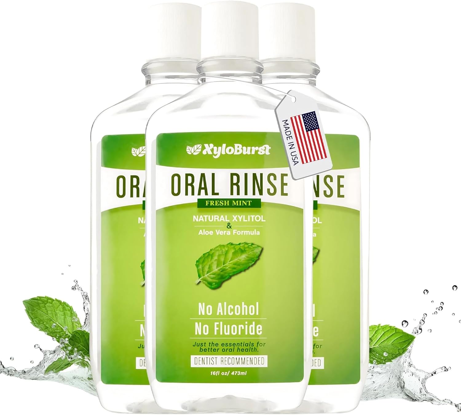 Xyloburst Oral Rinse Mouthwash - Natural Xylitol Mouthwash | Fluoride Free Mouth Wash | Alcohol Free Mouth Wash | Fresh Mint Mouth Rinse | SLS Free