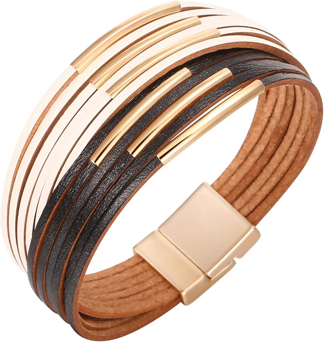 Fesciory Leather Wrap Bracelets for Women, Boho Western Layered Jewelry