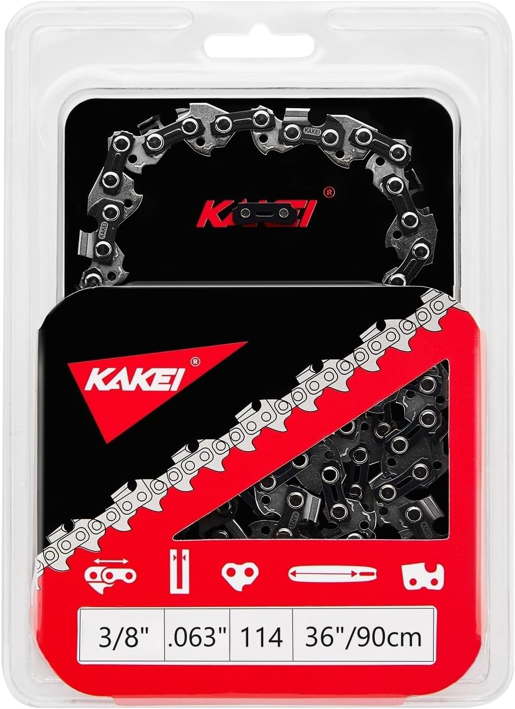 KAKEI 18 Inch Chainsaw Chain 3/8" LP Pitch .050" Gauge 62 Drive Links Fits Poulan, Kobalt, Echo, Ego