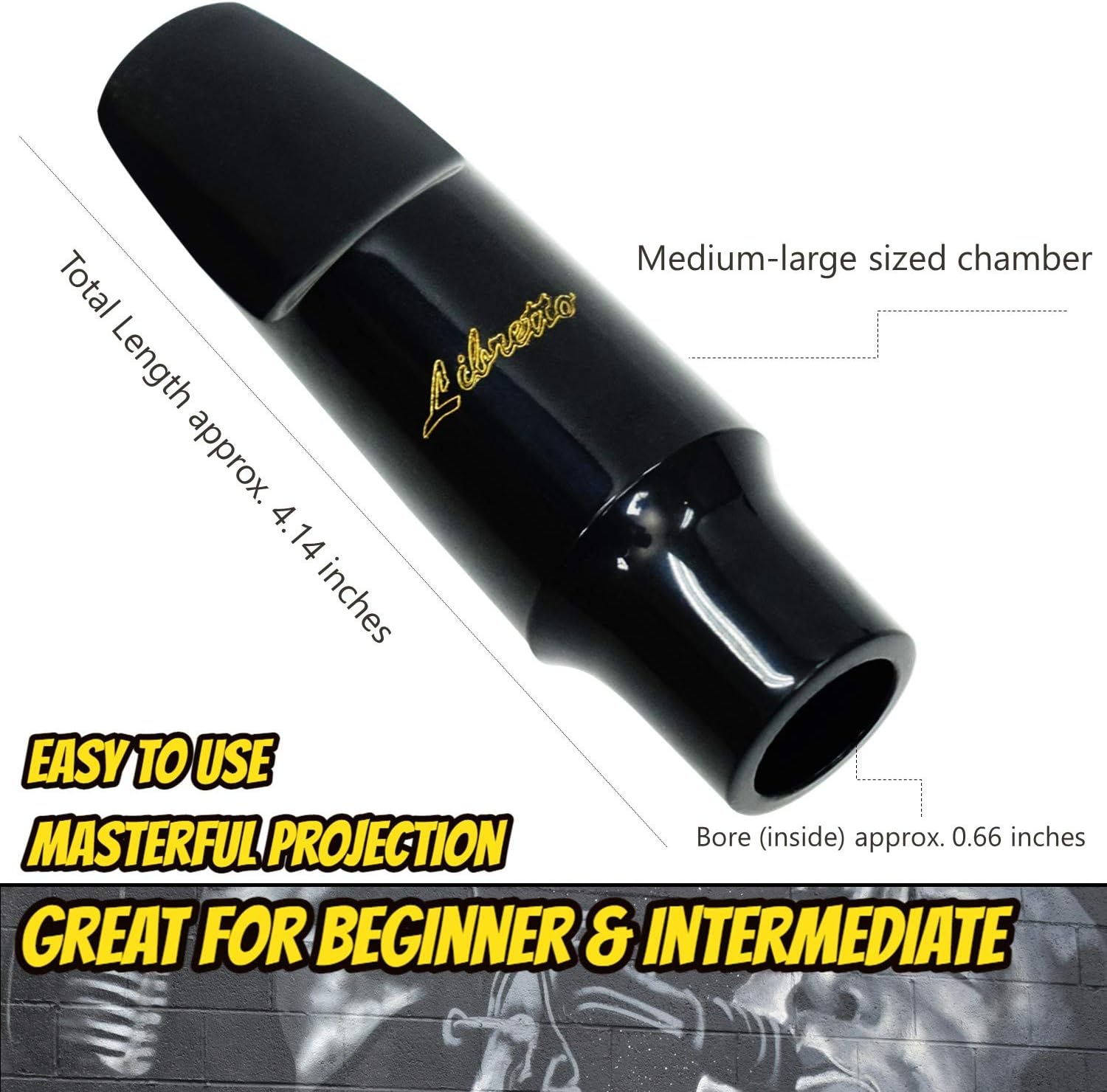 Libretto Tenor Saxophone Mouthpiece Kit, Giftable Standard Mouthpiece Set: ABS 5C Mouthpiece, Plastic Cap