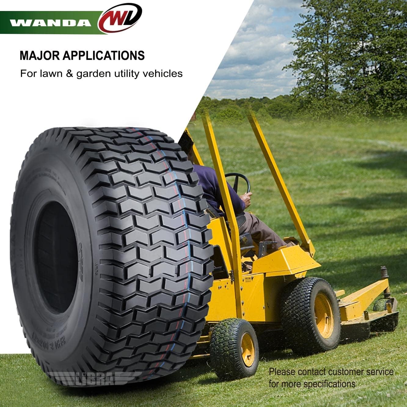 WANDA Set 4 Lawn Mower Turf Tires 16x6.5-8 & 23x10.5-12 /4PR -13019/13049 | Riding Lawn Mover, Garden Tractor