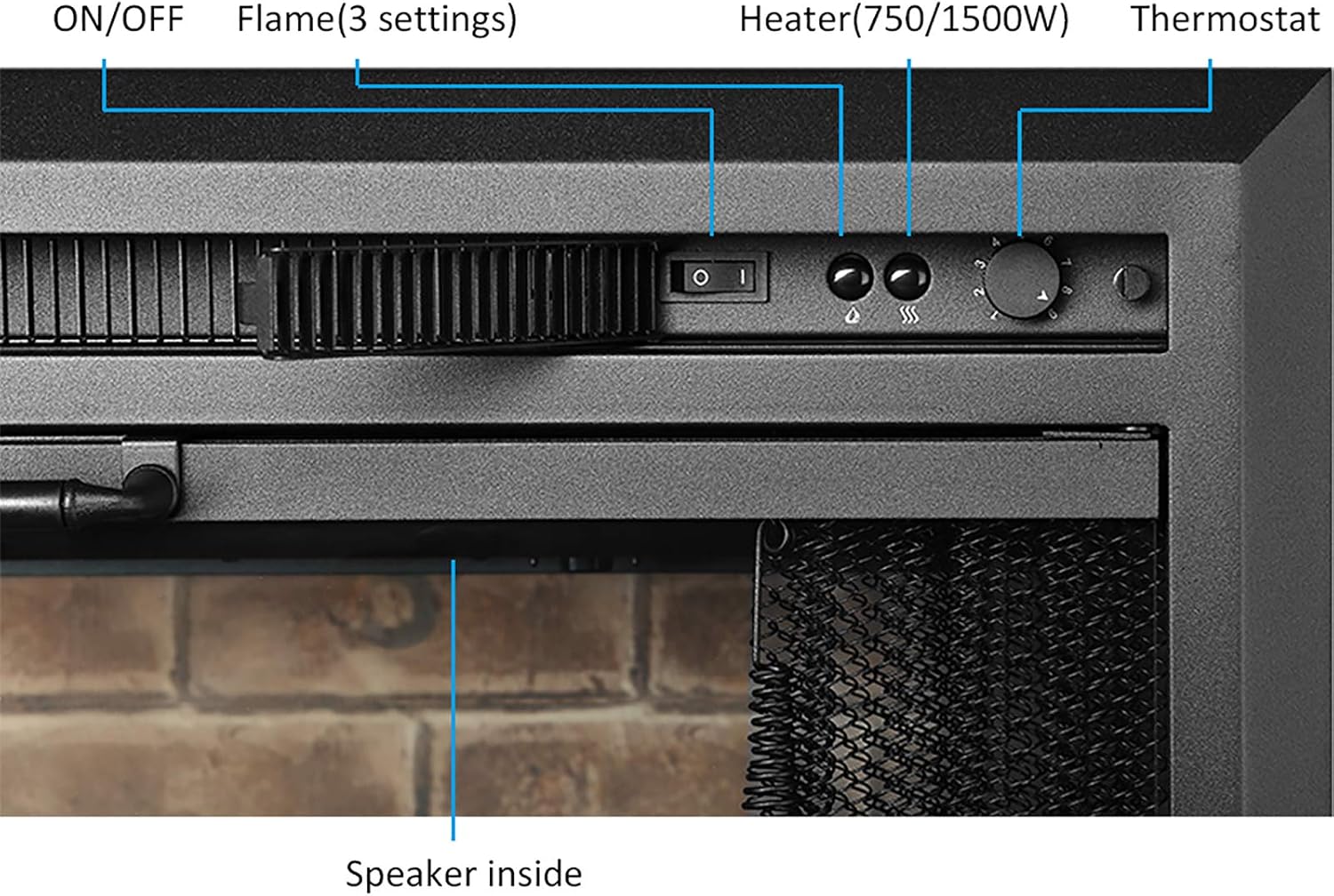 PuraFlame Klaus Electric Fireplace Insert with Fire Crackling Sound, Glass Door and Mesh Screen, 750/1500W, Black, 29 15/16 Inches Wide