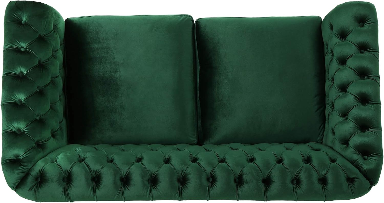 Christopher Knight Home Karen Traditional Chesterfield Loveseat Sofa, BlackBerry and Dark Brown, 61.75 x 33.75 x 27.75