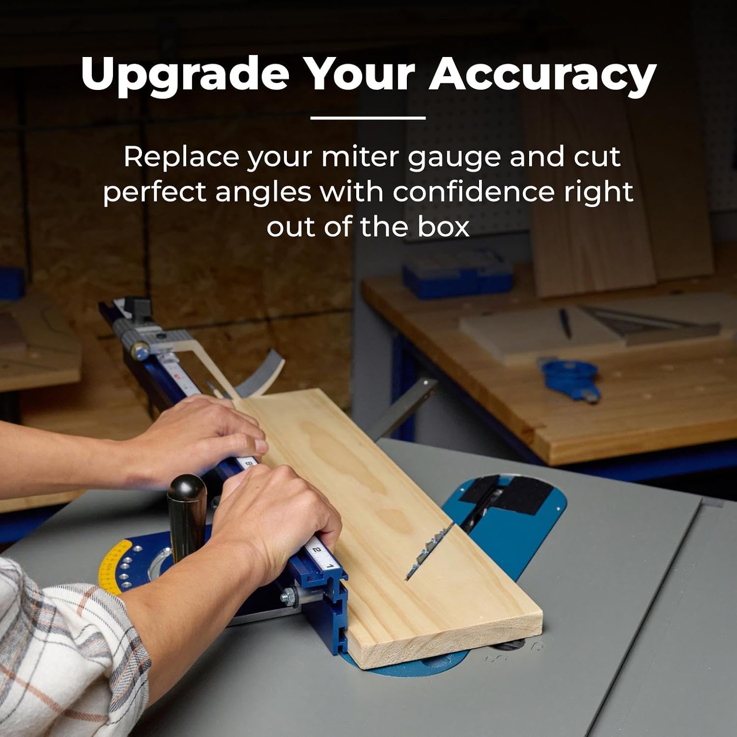 Kreg Precision Miter Gauge System - Adjustable Table Saw Miter Gauge Fence - High Accuracy Angle Cutting Tool - KMS7102