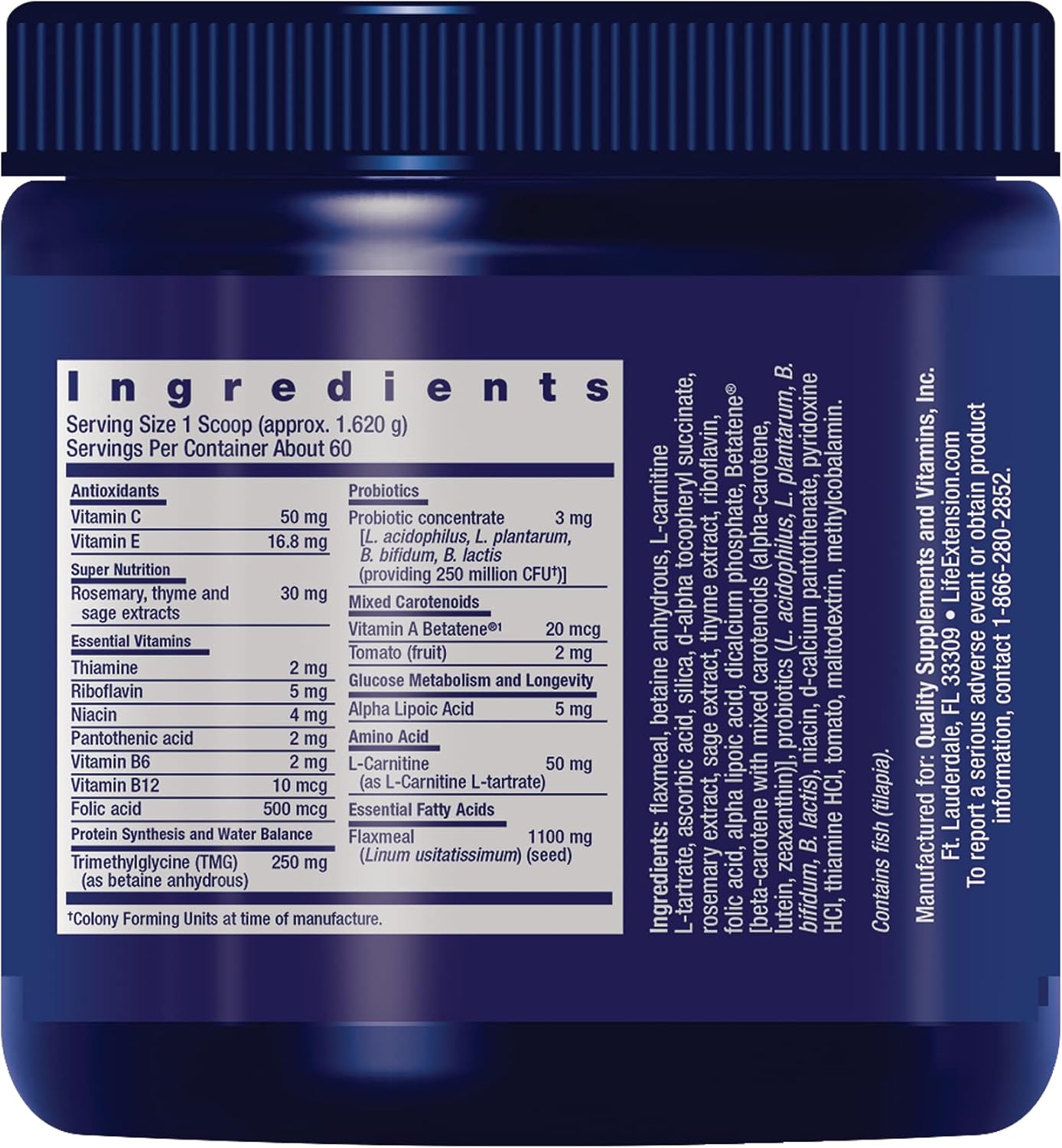 Life Extension Dog Mix, Dog Vitamins and Supplements, probiotics, L-carnitine, B12, folic Acid, Vitamin C, Vitamin E, Rosemary, Nutrient Absorption
