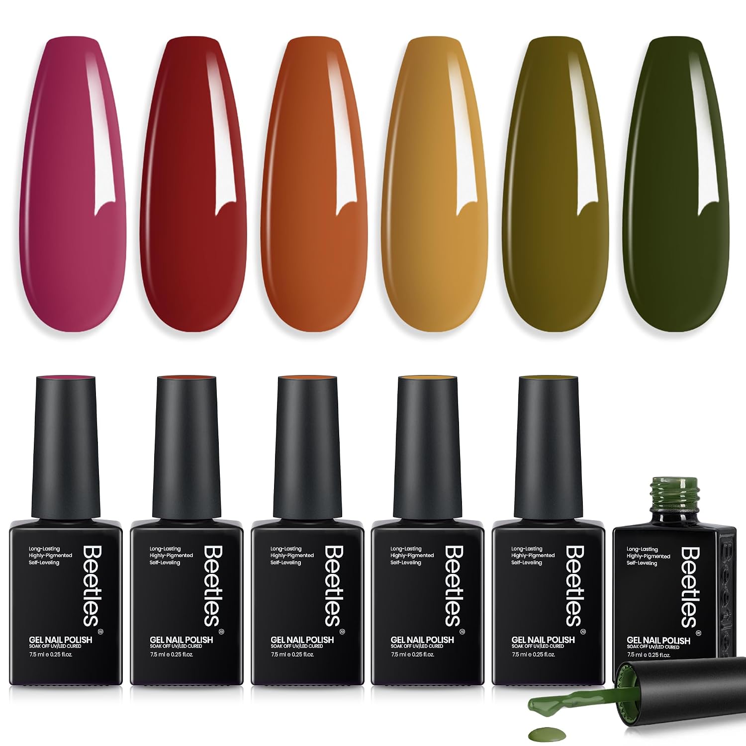 Beetles Green Gel Polish Set, 6 Colors Misty Forest Collection