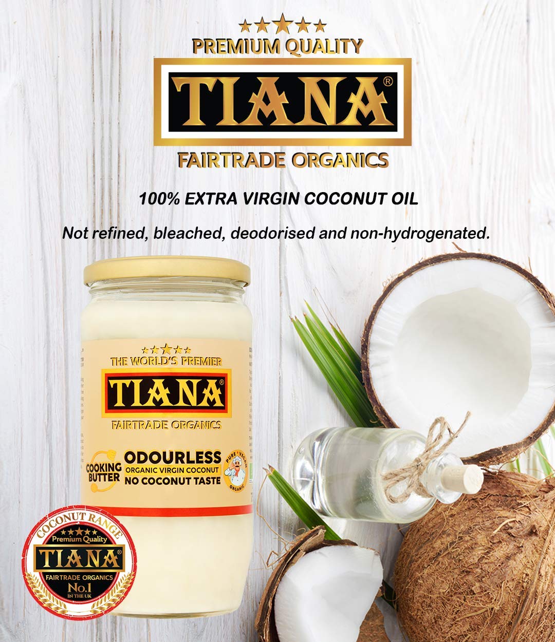 Tiana Organic and Fairtrade Pure Coconut Butter 750 ml