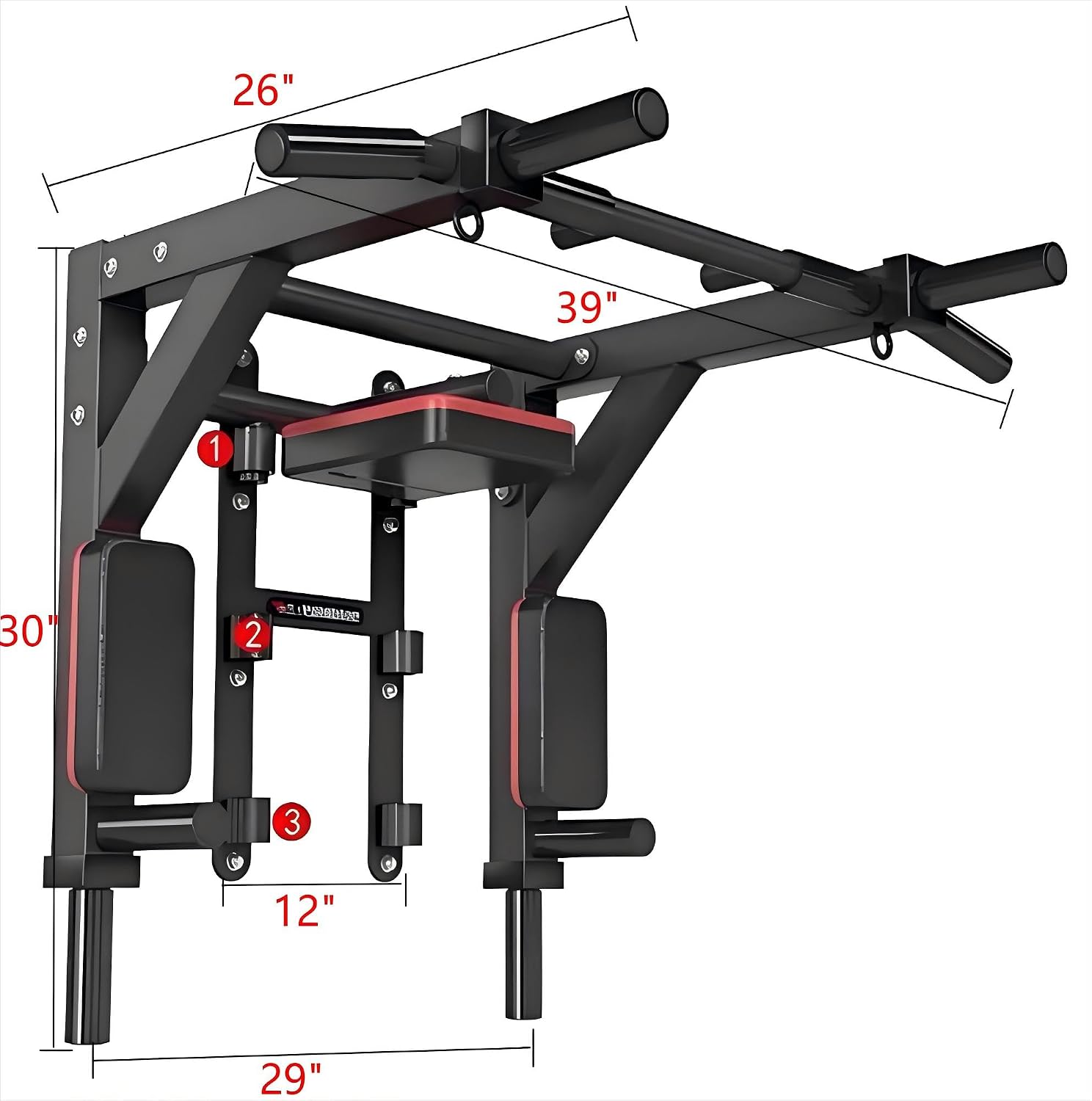 HAKENO Multifunctional Wall Mounted Pull Up Bar/Chin Up bar,Dip Station for Indoor Home Gym Workout,Power Tower Set Gym Equipment 800LBS