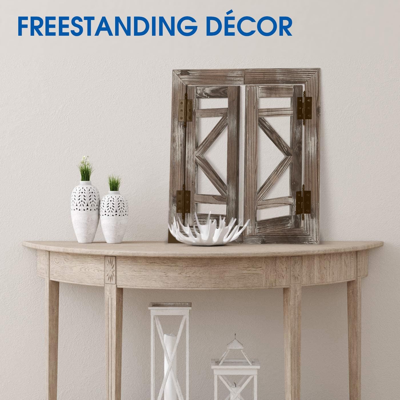 J JACKCUBE DEISGN Rustic Wood Window Frame with Opening-doors, Wall Art Decor Hanging Window Panes, Farmhouse Wall Décor for Living Room, Bathroom