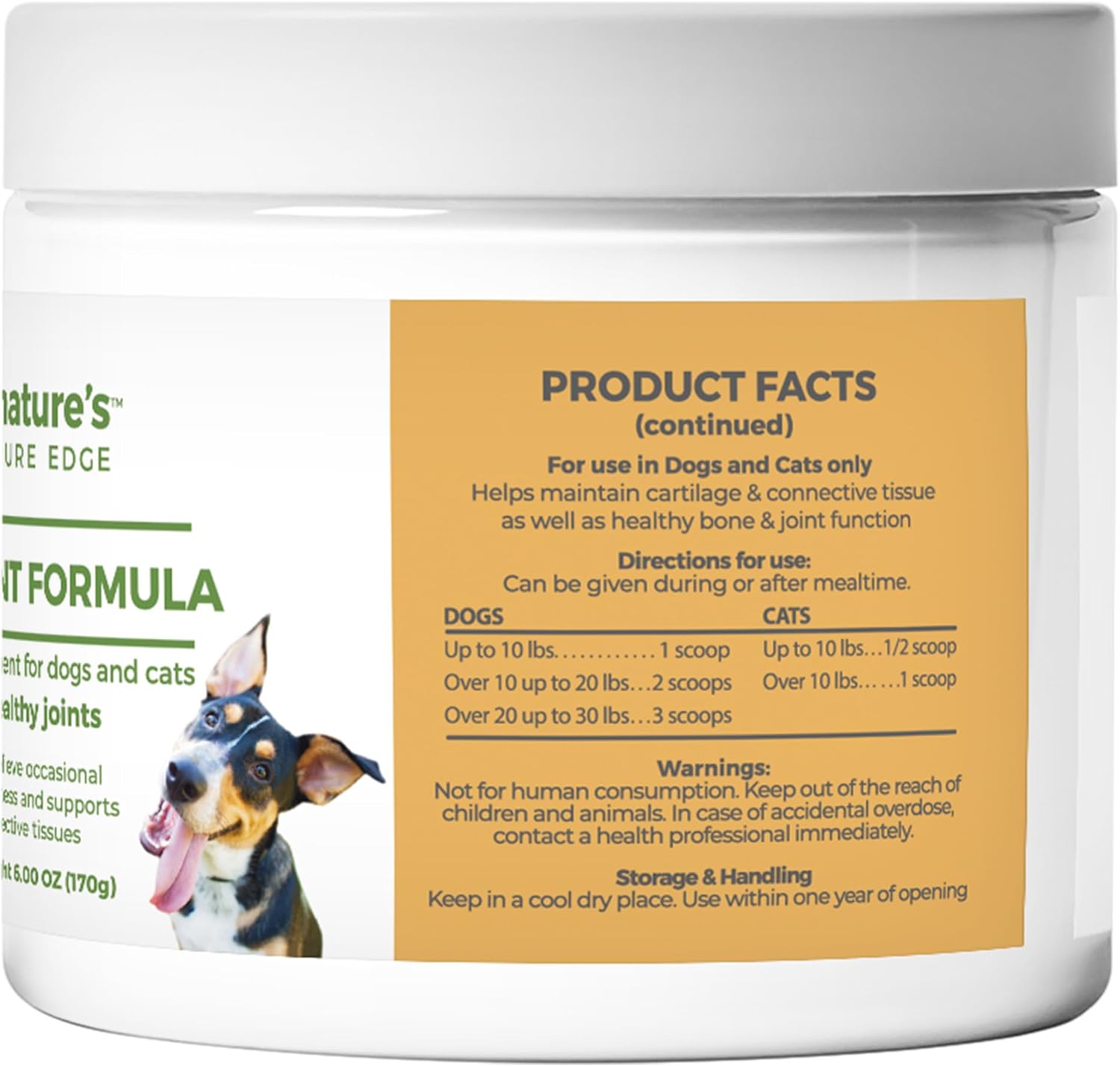 Nature's Pure Edge Glucosamine Powder for Dogs and Cats - Joint Supplement with Chondroitin MSM and Turmeric for Hip and Joint Support - Senior