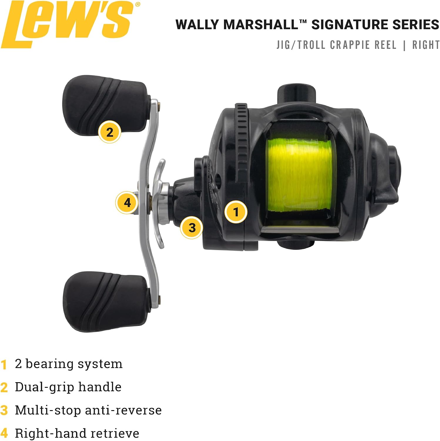 Lews Fishing WMR5, Signature Series Crappie Reel (Clam Pack),Black