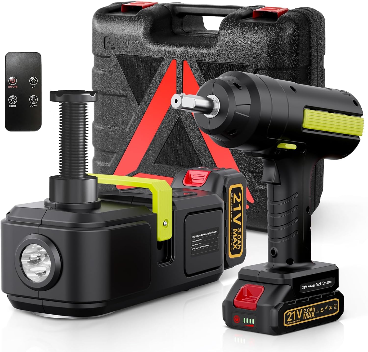 E-HEELP Electric Car Jack Kit 5 Ton 12V with Impact Wrench, 6.1-17.7 in