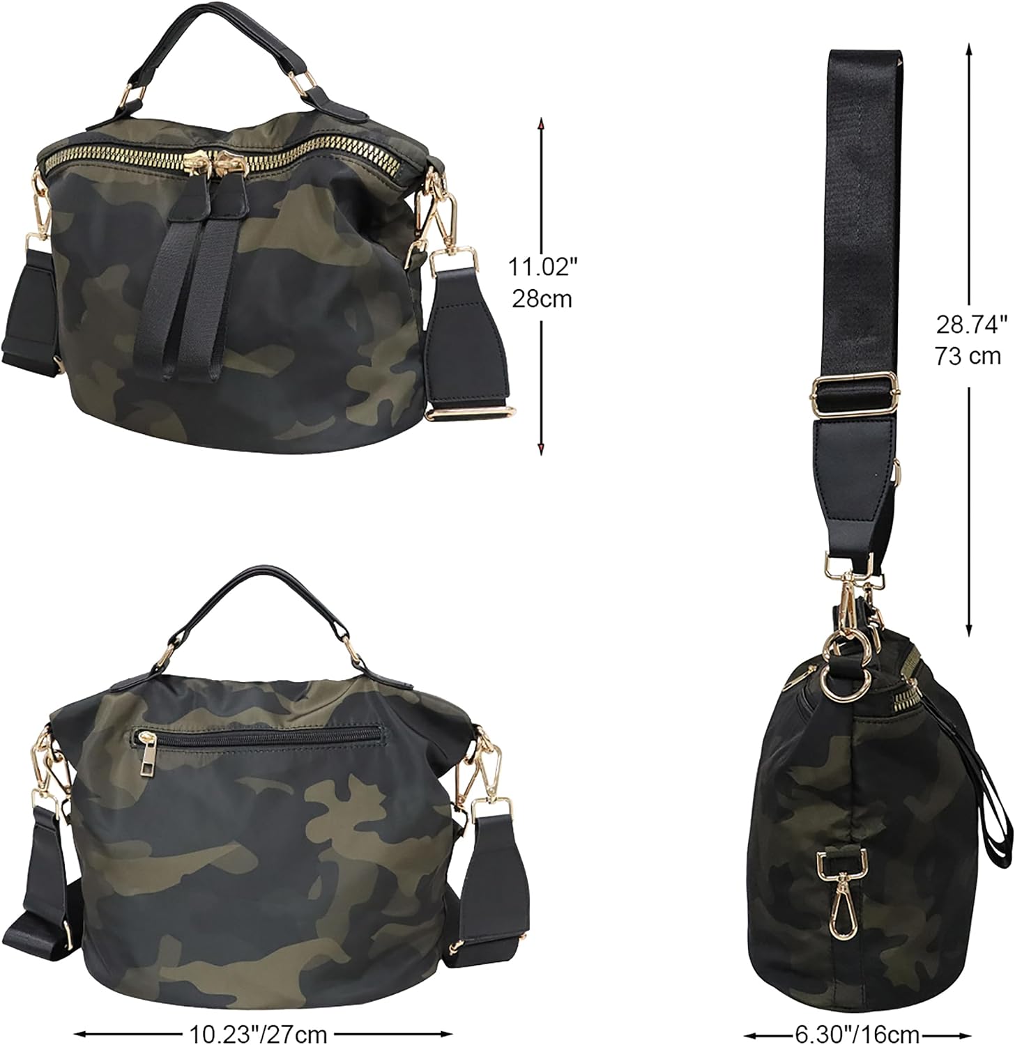 PAKFIEKS Women Nylon Handbag Anti-theft Casual Lightweight Travel Shopping Shoulder Bag Crossbody Bag