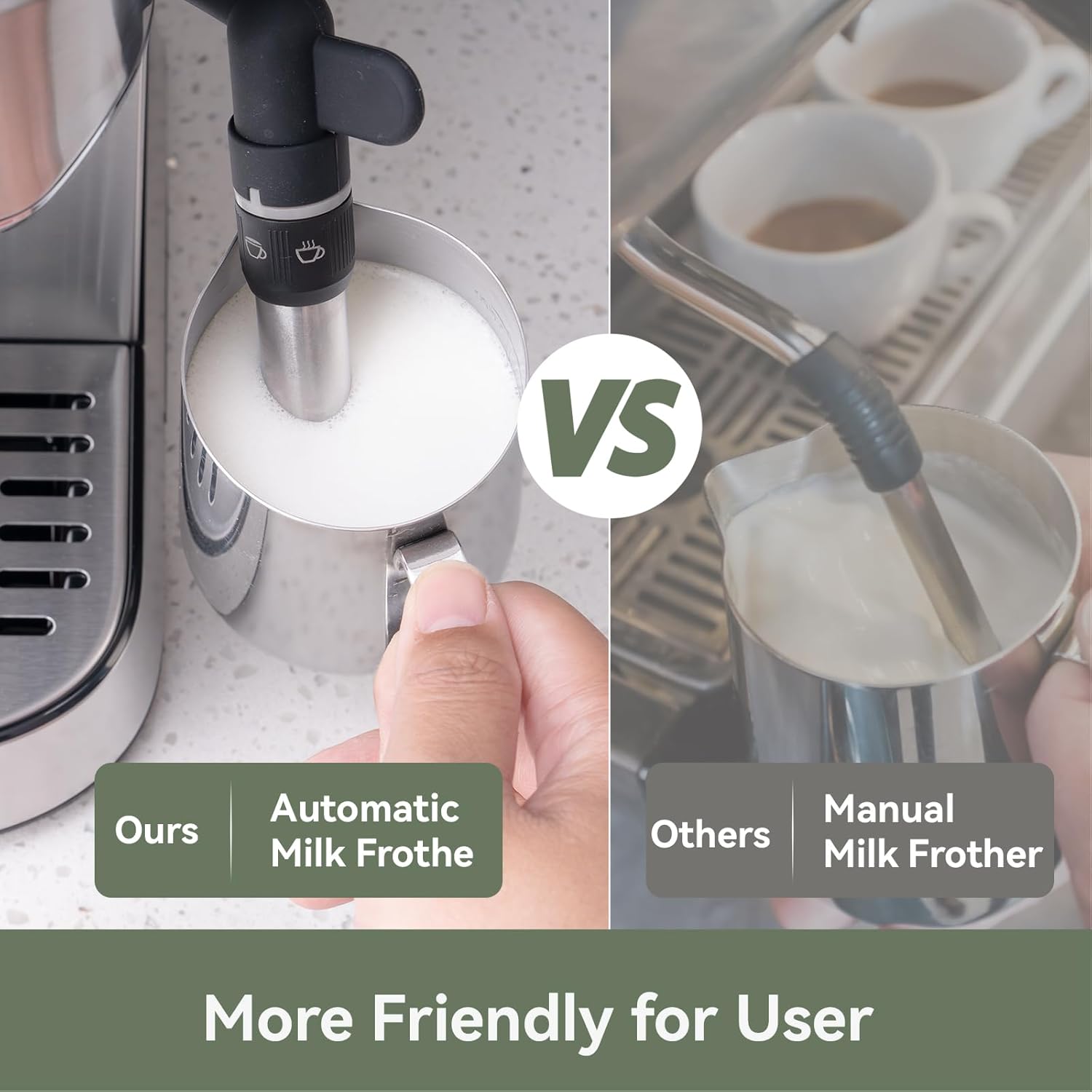 Gevi 20 Bar Espresso Machine with Milk Frother, Compatible with Pods&Ground | Compatible with Nespresso Pods&Ground, Built-in pressure gauge