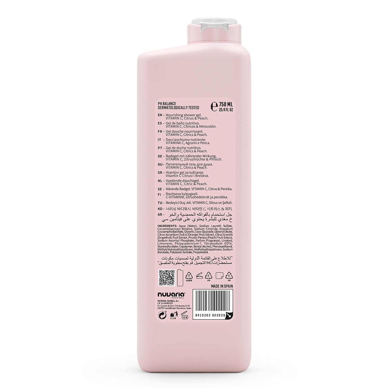 Dicora Urban Fit Shower Gel - Women and Mens Body Wash for All-Day Hydration - Prevents Premature Aging with Vitamin C - Citrus and Peach - 25.4 oz