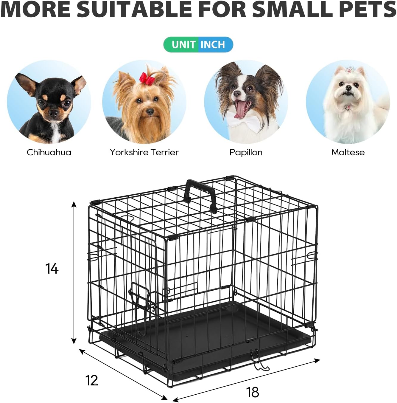 BestPet | Dog Crate | 48" | Black | Foldable Metal Kennel with Double Doors