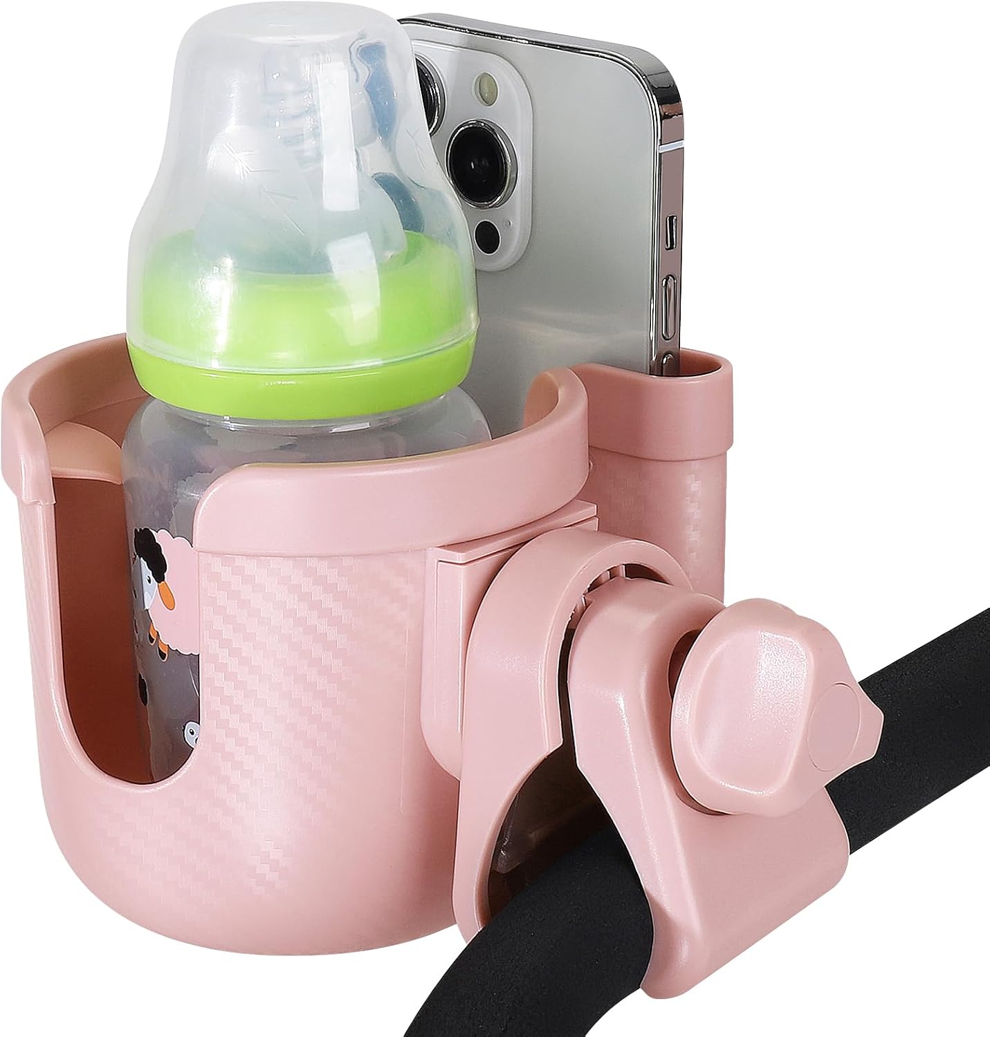 Accmor Stroller Cup Holder with Phone Holder, Bike Cup Holder, Universal Cup Holder for Uppababy Nuna Strollers, 2-in-1 Drinks Holder for Walker