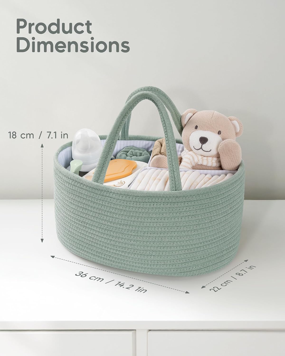 Maliton Diaper Caddy Organizer for Baby, Cotton Rope Baby Gift Basket, Portable Diaper Organizer for changing table, Nursery Storage Organizer