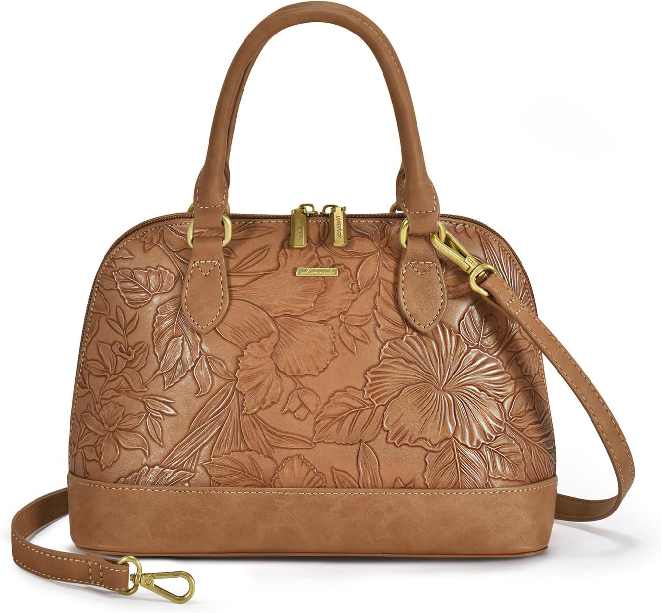 LOVEVOOK Purse for Women, Crossbody Dome Satchel Handbag with Double Zip