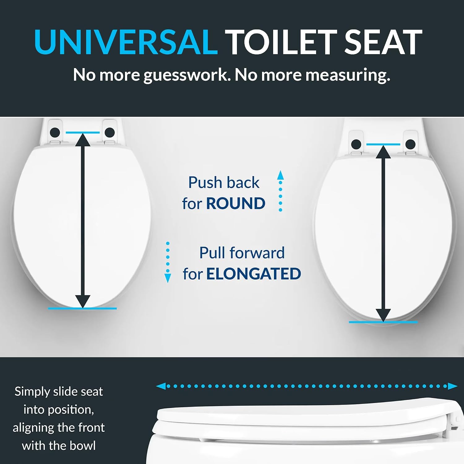 Mayfair Caswell Modern Slow Close Toilet Seat, Durable Plastic, Elongated, White
