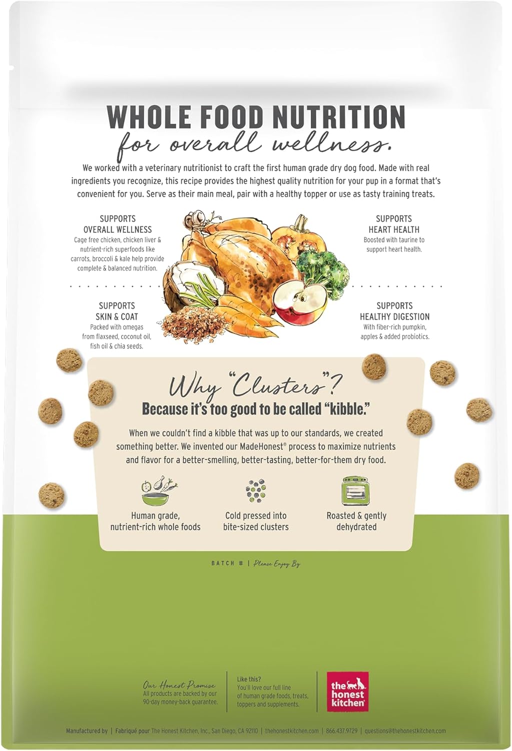 The Honest Kitchen Grain Free Beef & Superfoods Whole Food Clusters, Human Grade Dry Dog Food, Vet-Crafted Nutritional Support for Skin, Coat, Digestion & Overall Wellness, 20 lb Bag