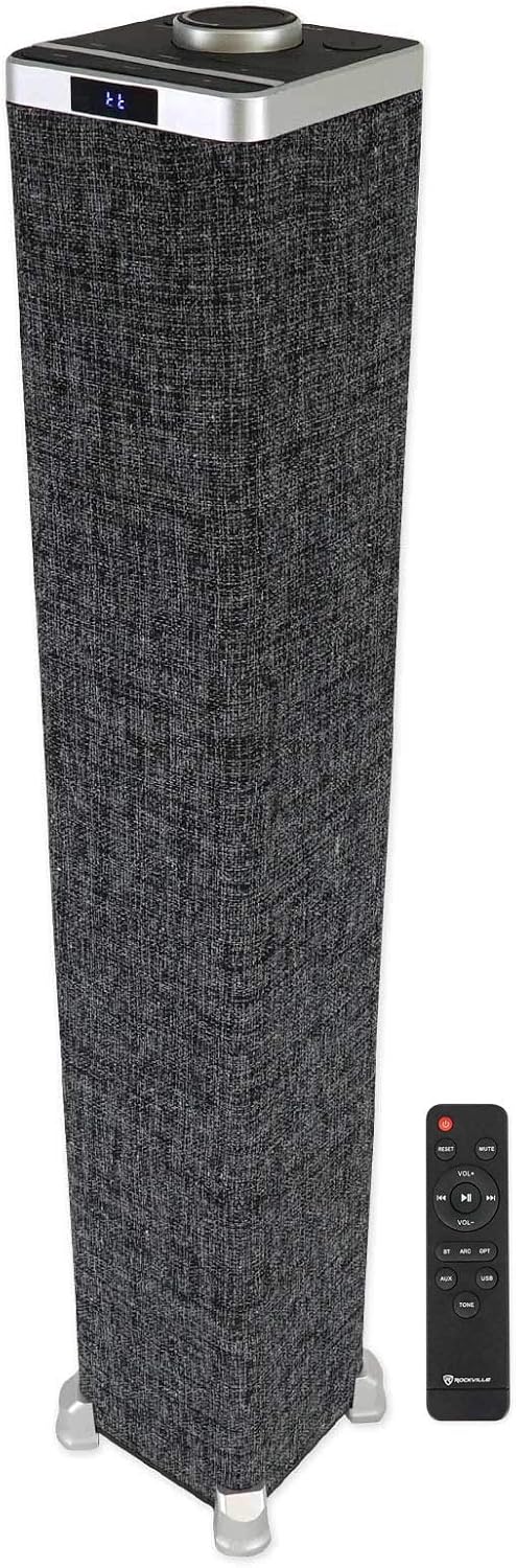 Rockville ONE-Tower Black Bluetooth Tower Speaker with HDMI/Optical/RCA