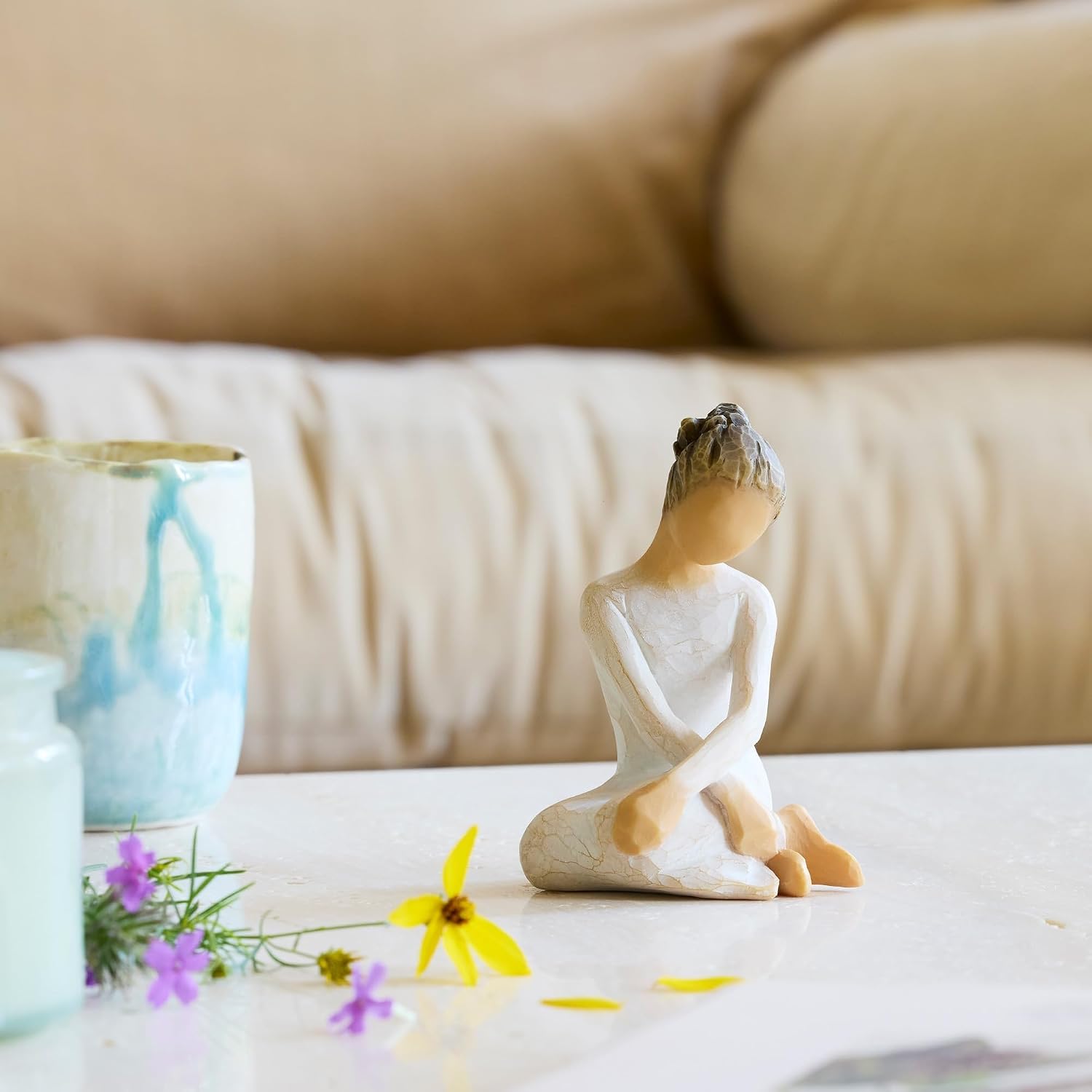 Willow Tree Quietly, Sculpted Hand-Painted Figure | Cast from a Susan Lordi Original Carving, Gift Offering Comfort, Peace, Support and Inner Strength, Includes Enclosure Card